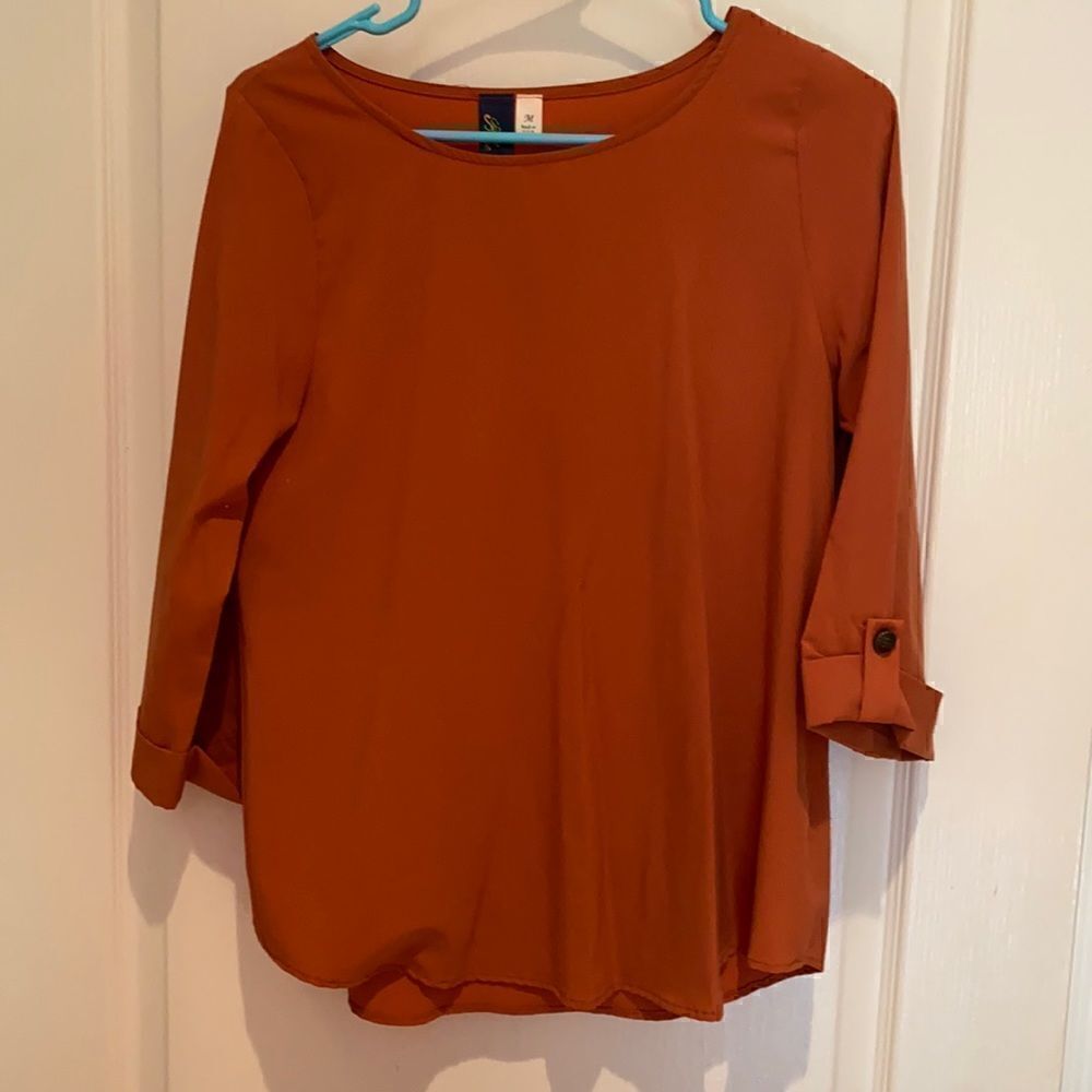 Burning orange 3/4 length sleeve blouse M